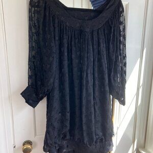 Vintage 00s SEA New York black cut velvet star dress